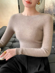 New Fashion Women’s Slim O neck Half Sleeve Pullover Solid Color Merino Wool Sweater Sweaters L