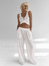 New Summer Sleeveless Pants Two Piece Set Off white / S