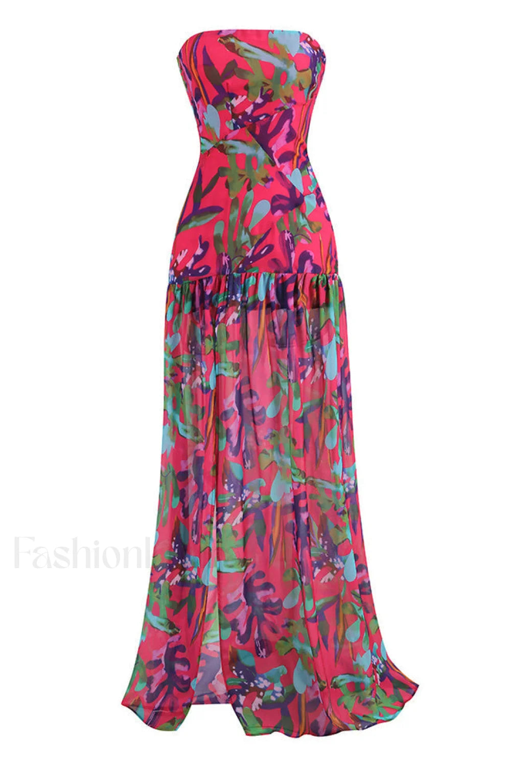 Nicole Silk Stylish Chiffon Dress XS / Leaf Print