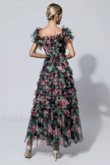 Nola Ruched Stylish Floral Maxi Dress
