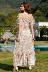 Nola Ruched Stylish Floral Maxi Dress