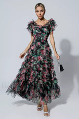 Nola Ruched Stylish Floral Maxi Dress