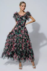 Nola Ruched Stylish Floral Maxi Dress