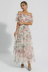 Nola Ruched Stylish Floral Maxi Dress