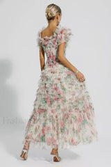 Nola Ruched Stylish Floral Maxi Dress