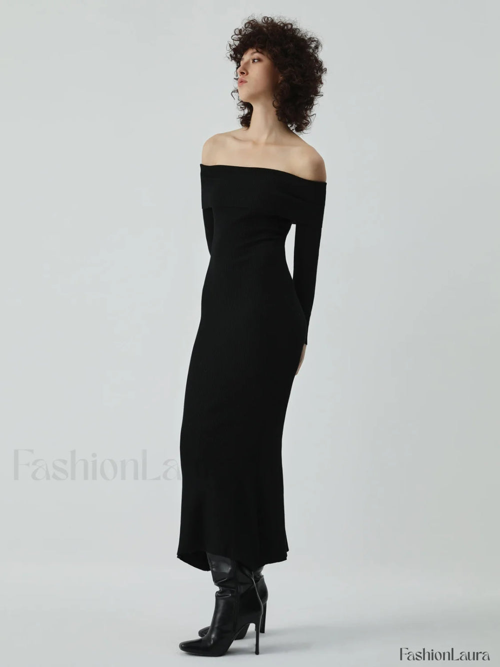 Nostalgia Off Shoulder Long Modern Sleeve Long Sweater Dress Sweaters L