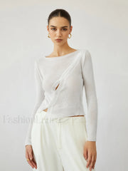 Oblique Buttoned Cover Trendy Up Knit Top Sweaters L