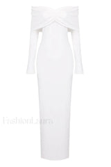 Off Shoulder Bodycon Charming Bardot Midi Dress