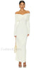 Off Shoulder Bodycon Charming Bardot Midi Dress XS / White