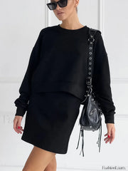 On The Go Trendy Two Piece Skirt Set Black / XS Skirt Sets