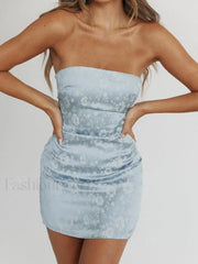 One Shoulder Floral Silk Mini Dress Mini Dresses