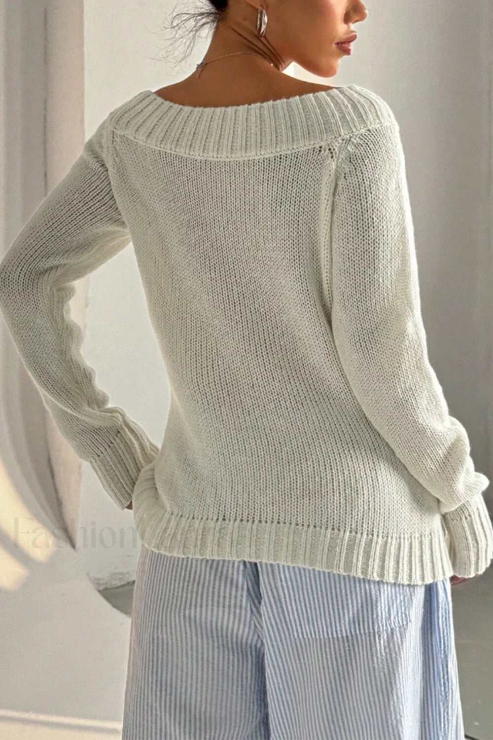 One Shoulder Knit Pullover Sweater
