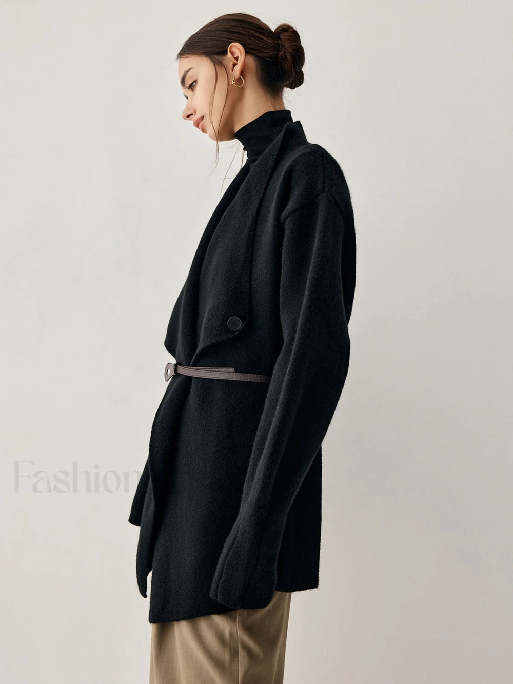 Open Collar Graceful Kimono Cardigan Sweaters L