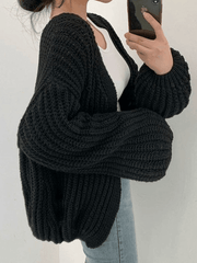 Open Front Long Sleeve Knit Cardigan Sweaters