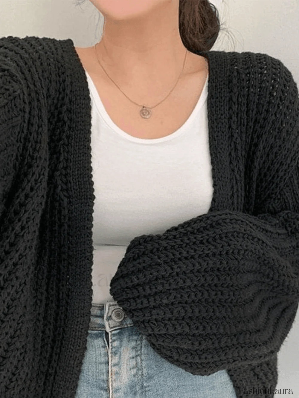 Open Front Long Sleeve Knit Cardigan Sweaters