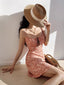 Orange Shirred Smocked Floral Dress orange Mini / S