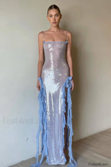 Othniel Sequin Stylish Embellished Ruffle Dress