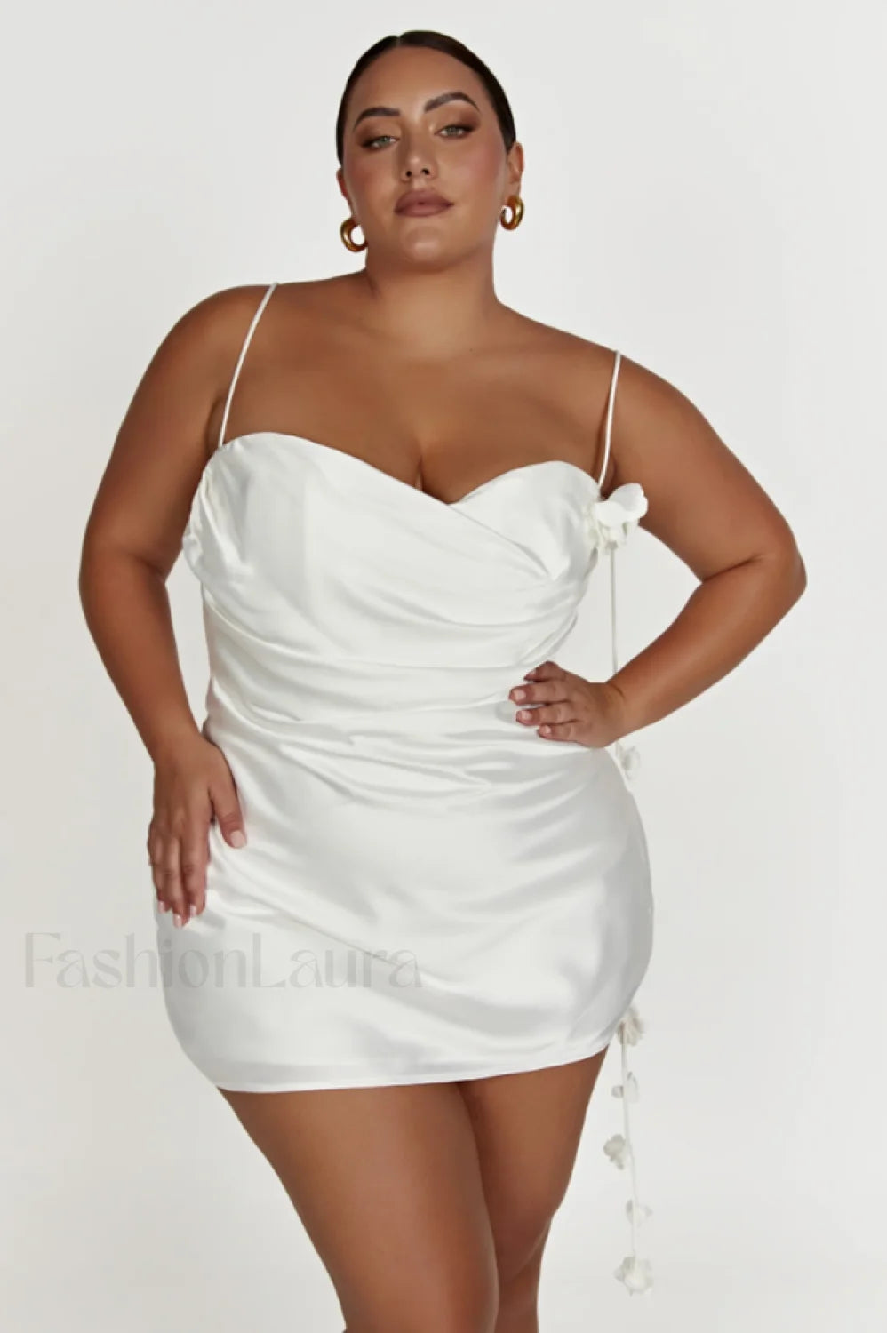 Otillie Rose Halter Charming Satin Mini Dress