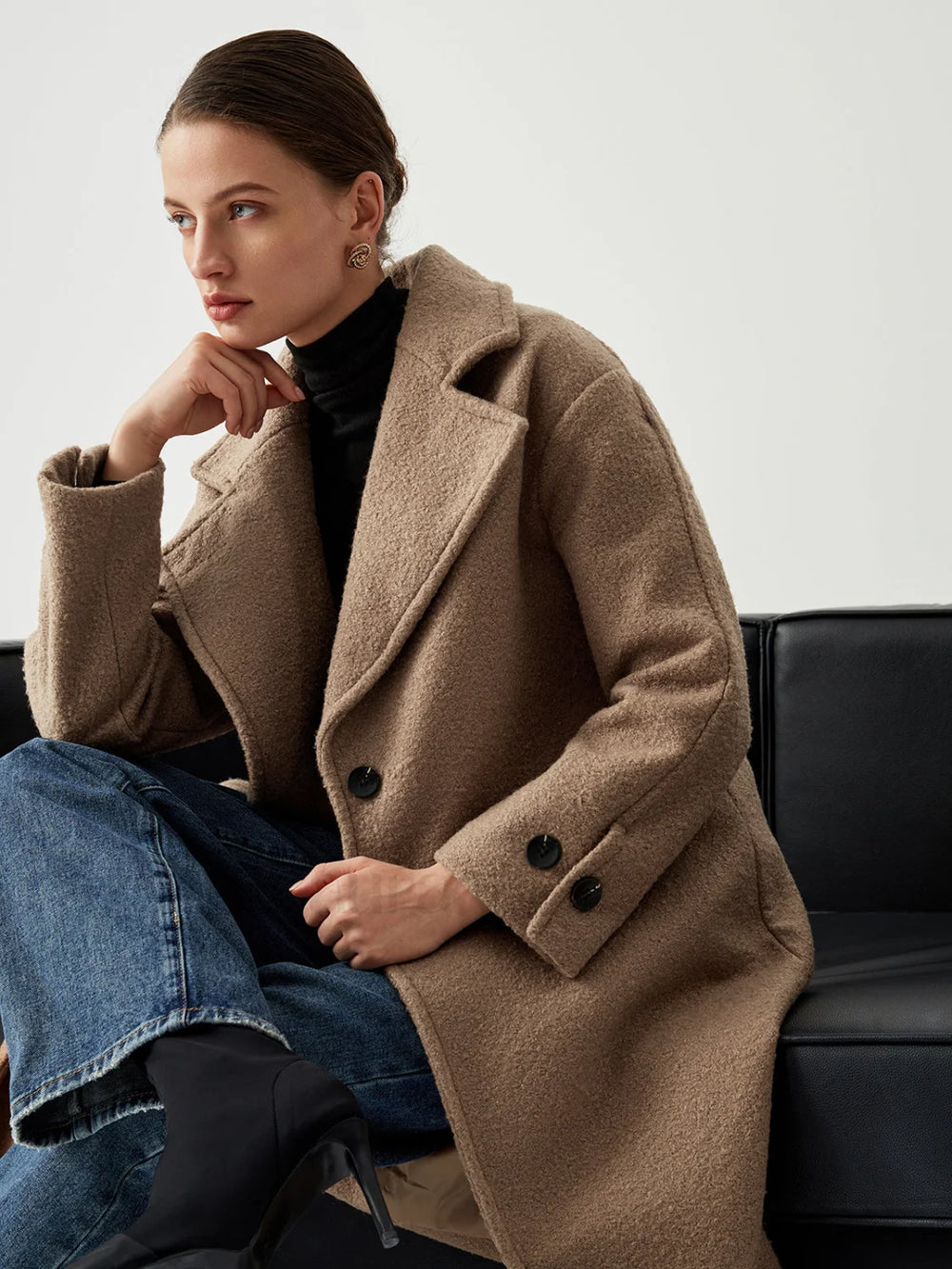Oversized Charming Wool Coat Brown / XS Wool Coats