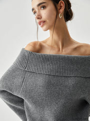 Oversized Overfold Off Trendy Shoulder Knit Sweater Sweaters L
