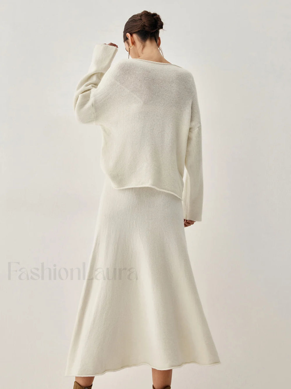 Oversized Sweater Two Trendy Piece Skirt Set Sweaters L