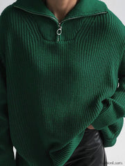 Oversized Utility Graceful Zippered Sweater Sweaters L