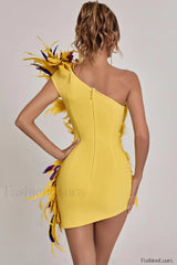 Paislee Asymmetric Stylish Feather Mini Dress