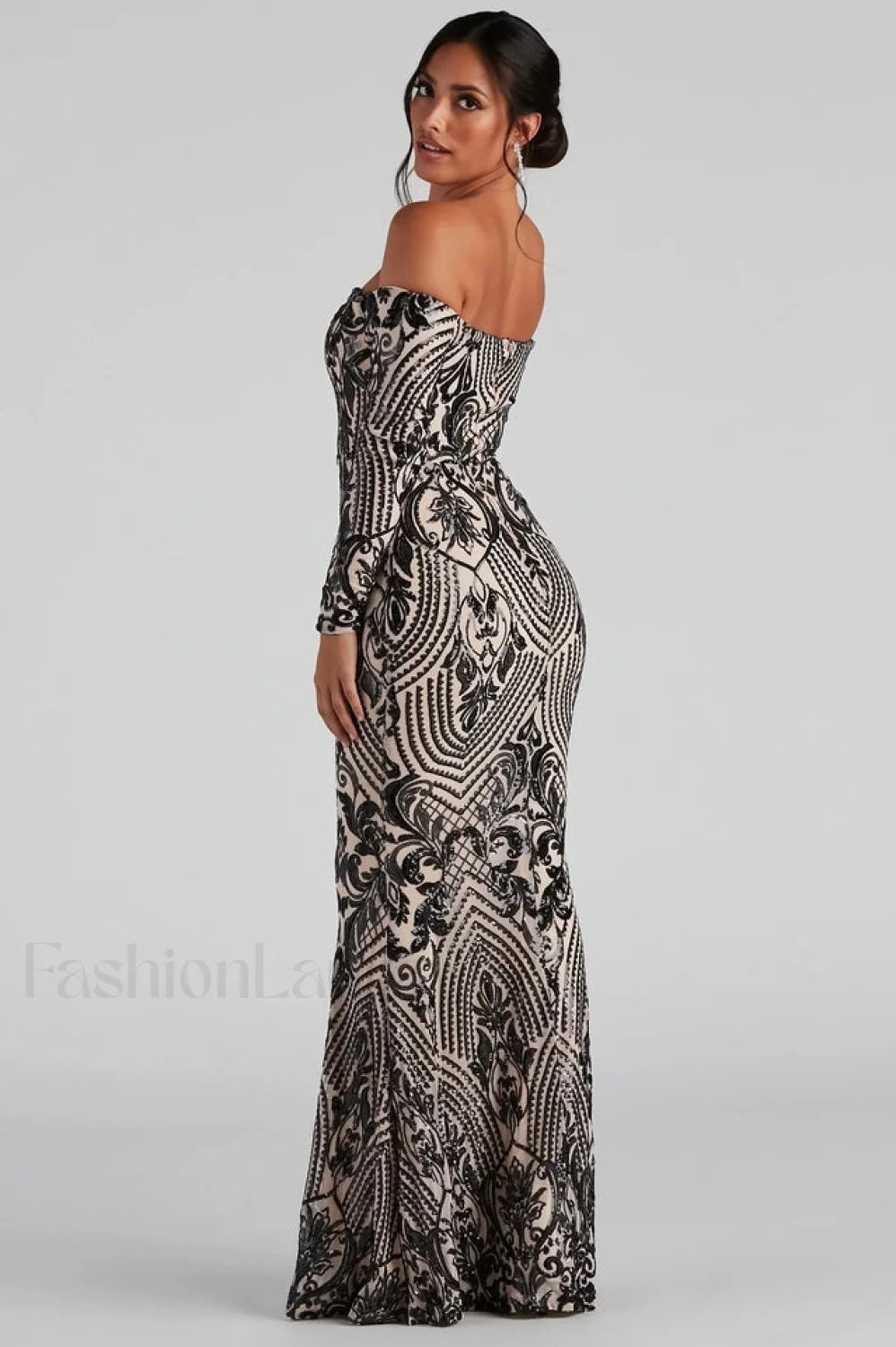 Paityn Formal Off Charming Shoulder Sequin Dress