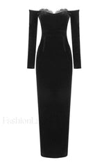 Palma Strapless Stylish Velvet Dress XS / Black