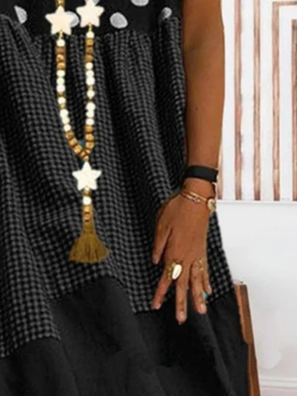 Patchwork Checkered Print Midi Dress Midi Dresses