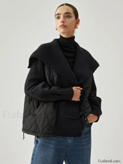 Patchwork Collared Graceful Geometric Winter Coat Winter Coats