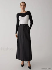 Patchwork Contrast Graceful Crew Neck Sweater Sweaters L
