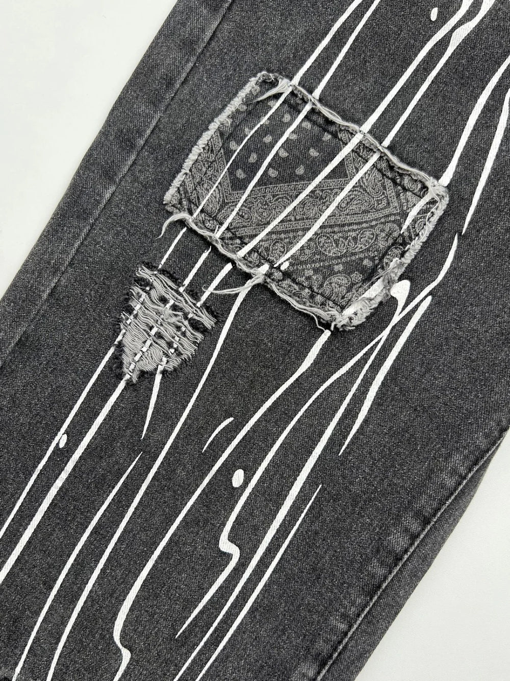 Patchwork Paisley Print Boyfriend Jeans Boyfriend Jeans