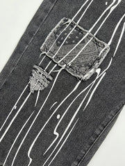 Patchwork Paisley Print Boyfriend Jeans Boyfriend Jeans