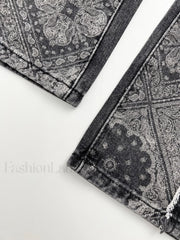 Patchwork Paisley Print Boyfriend Jeans Boyfriend Jeans