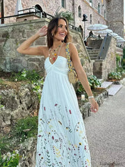 Patchwork Square Collar Boho Dress