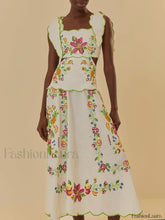 Patchwork Square Collar Boho Dress