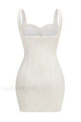 Pearl Studded Stylish White Mini Dress