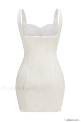 Pearl Studded Stylish White Mini Dress