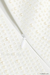 Pearl Studded Stylish White Mini Dress