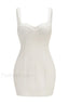 Pearl Studded Stylish White Mini Dress XS / White