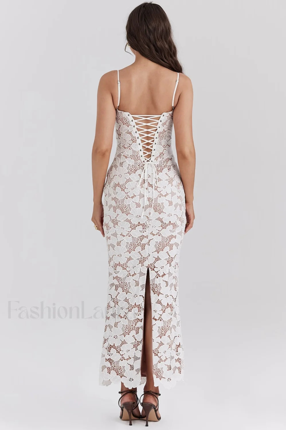 Pearl White Floral Charming Embroidered Maxi Dress