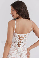 Pearl White Floral Charming Embroidered Maxi Dress