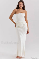 Persephone Off Stylish Shoulder Bustier Dress S / Ivory