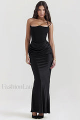 Persephone Off Stylish Shoulder Bustier Dress XS / Black