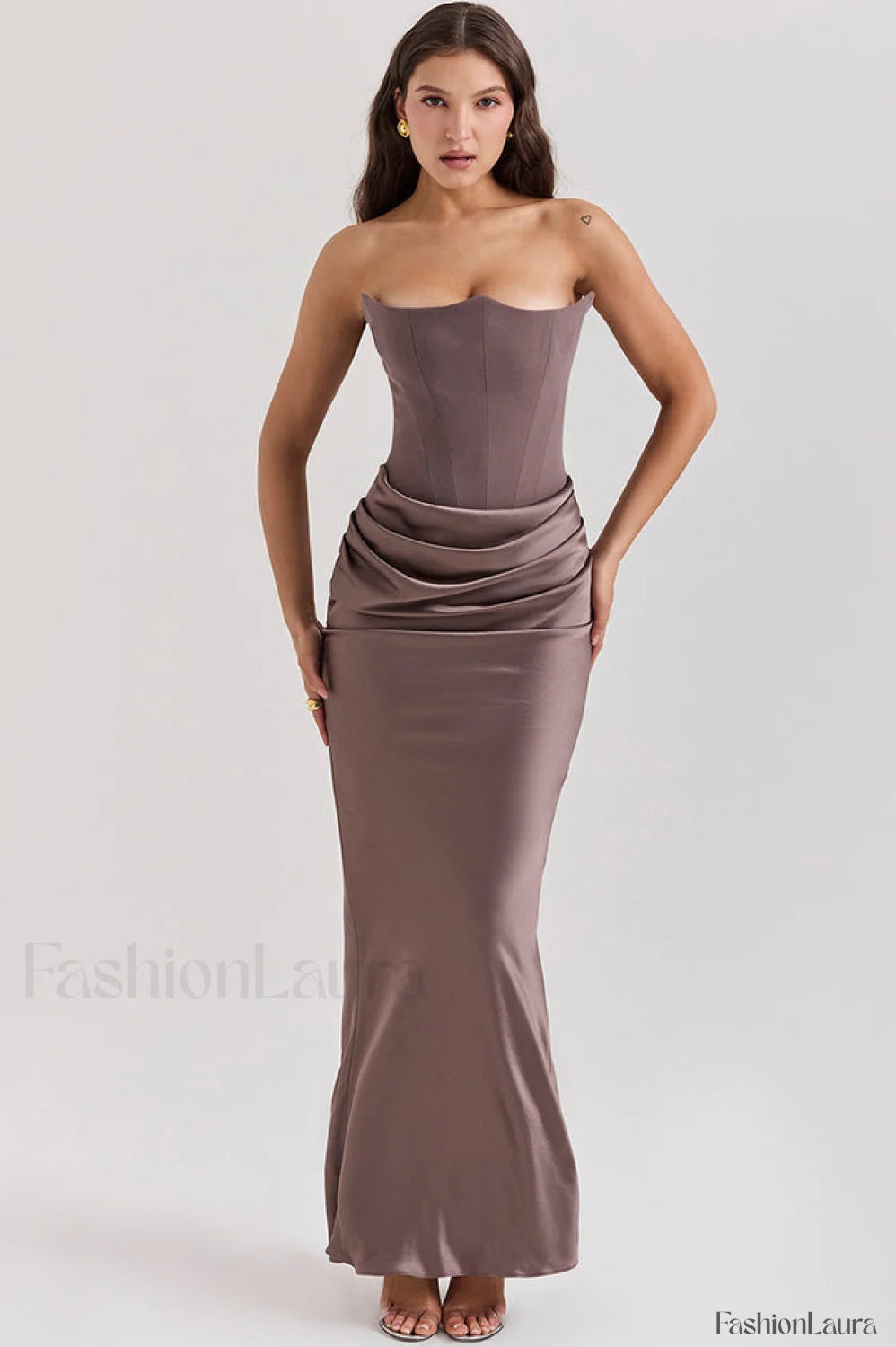 Persephone Off Stylish Shoulder Bustier Dress XS / Gray