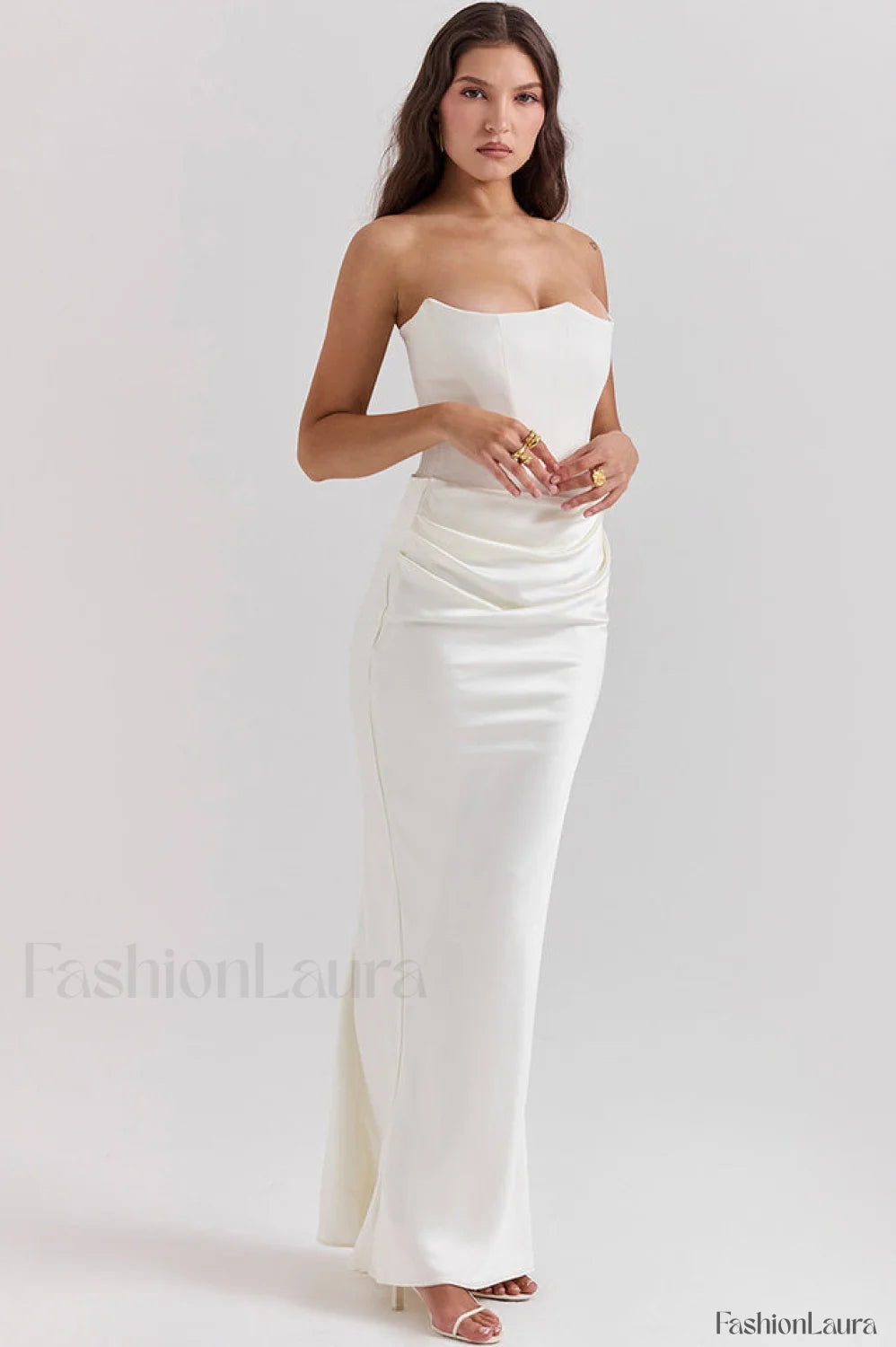Persephone Off Stylish Shoulder Bustier Dress XS / Ivory