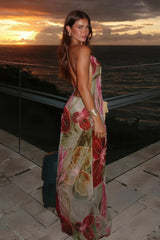 Perspective Printed Open End Sexy Holiday Floral Dress