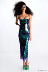 Phoenix Midi Stylish Dress in Sequins S / 2#