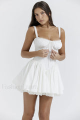 Pietra White Stylish Corset Mini Dress